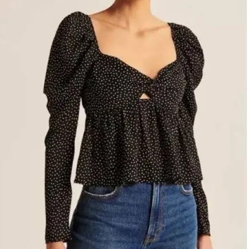 Abercrombie & Fitch Polka Dot Puff Sleeve Size XXS NWT  ptp 14 inches